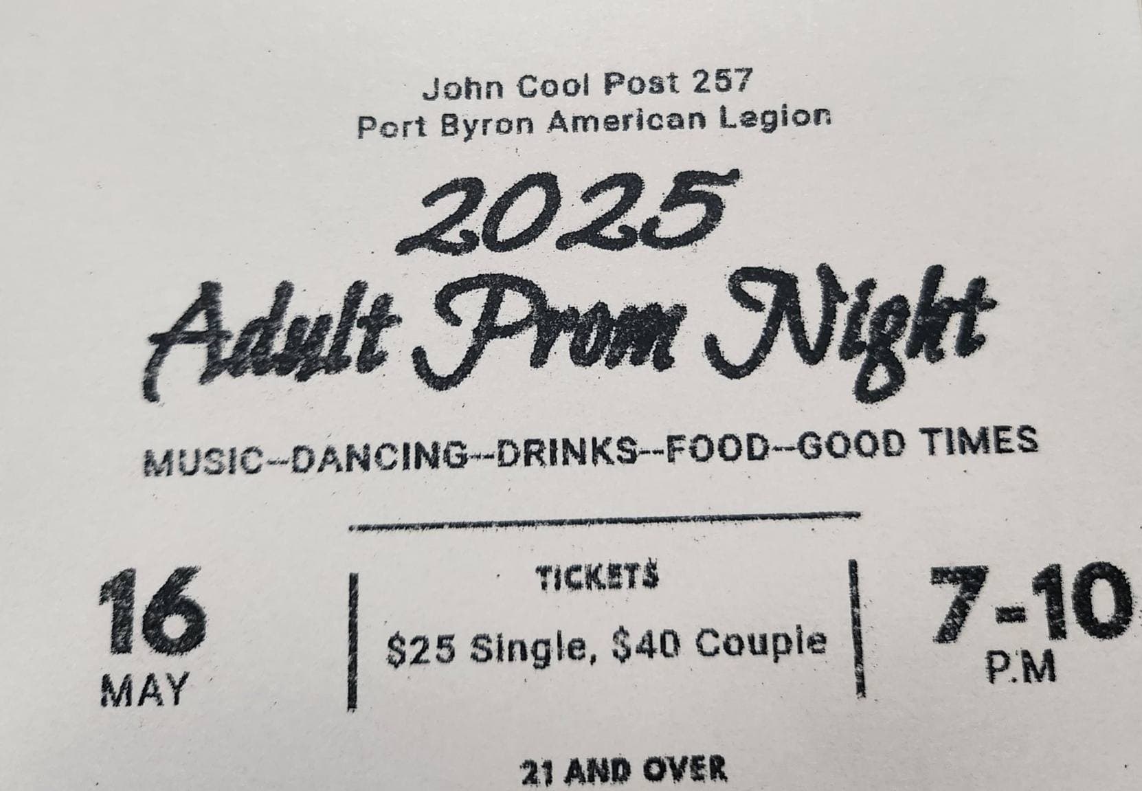 Adult prom night flyer